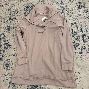 Soft Surroundings Grey Vintage Wash Long Sleeve Snap Shawl Collar Tunic Medium